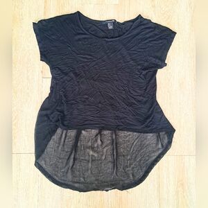 Forever 21 Black Top With Sheer Train Sz S